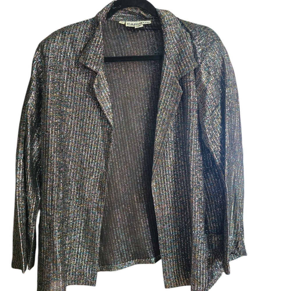 Vintage Caribou Sparkle Glitter Tinsel Jacket Size Medium